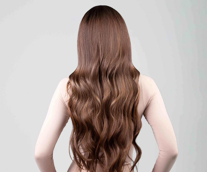 Youmi Beauty hair extension shade Walnut Honey Clip In - Samra Beauty