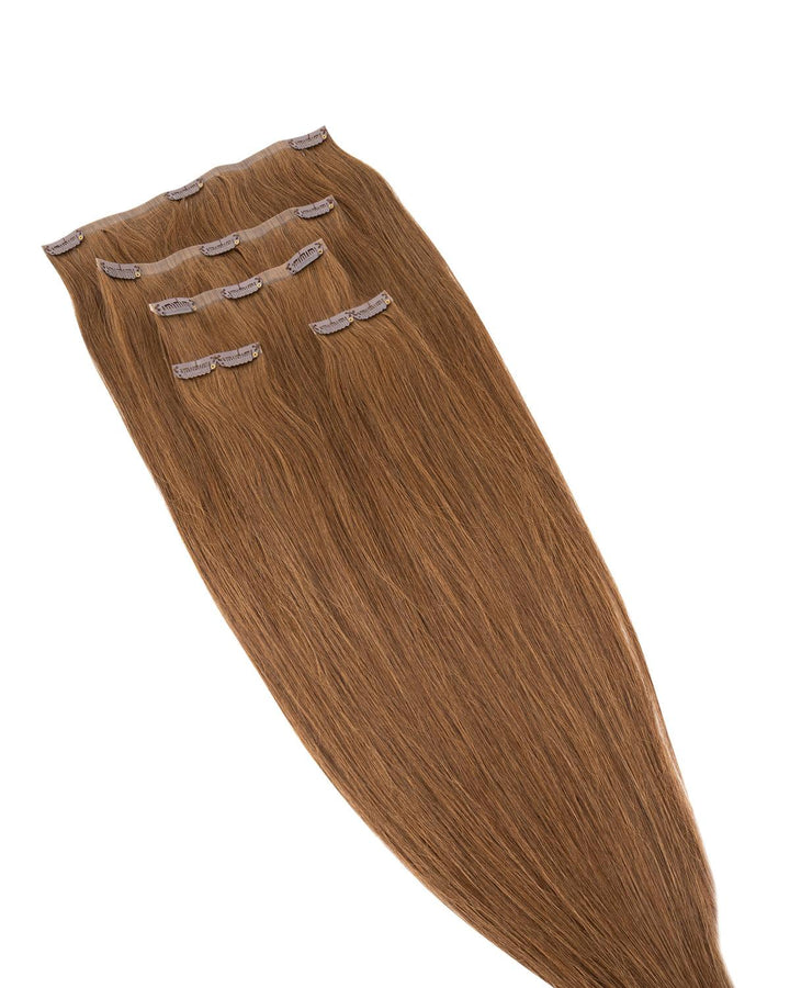 Youmi Beauty hair extension shade Walnut Honey Clip In - Samra Beauty